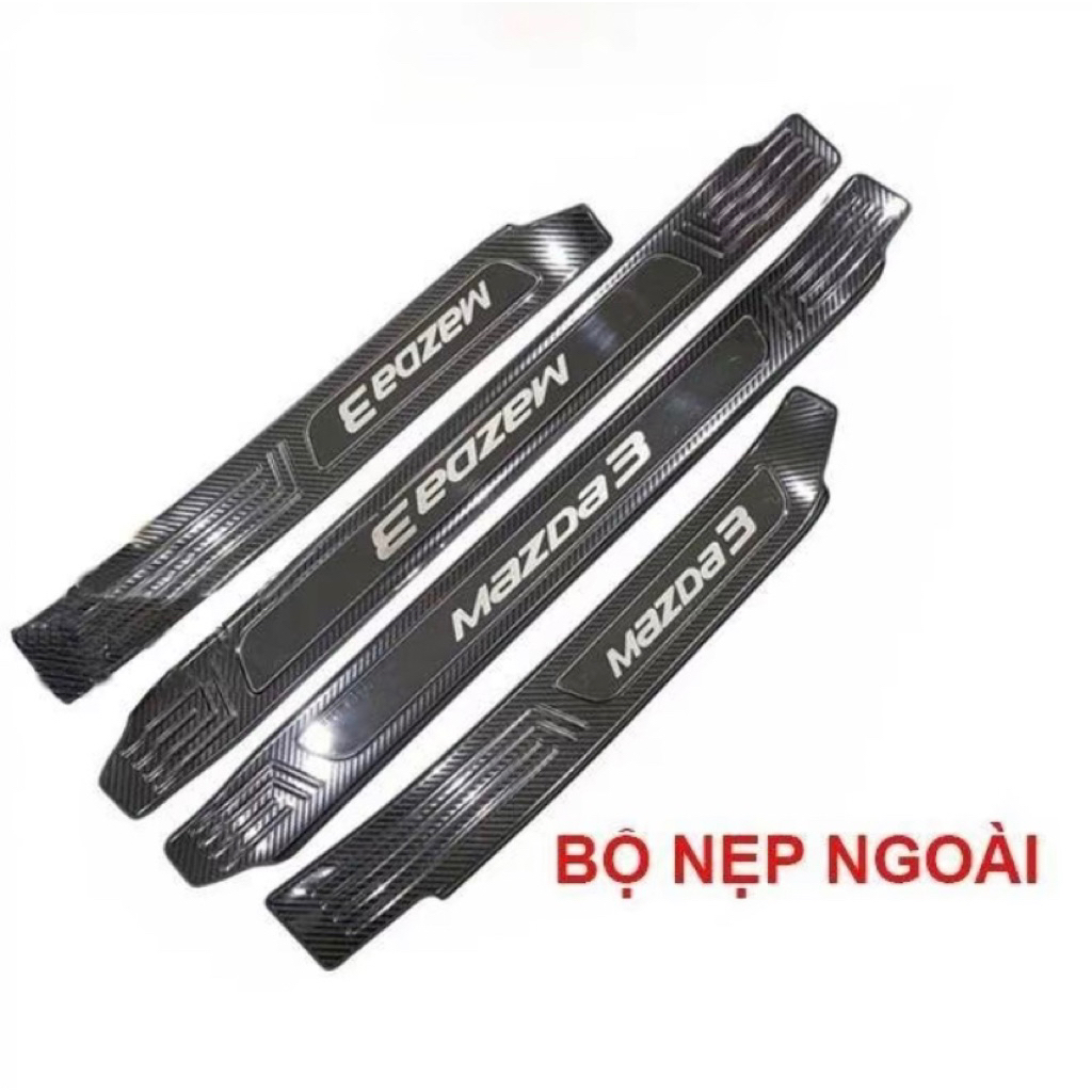 Ốp bậc cửa, nẹp bước chân xe Mazda 3 2015-2019 Carbon hàng cao cấp