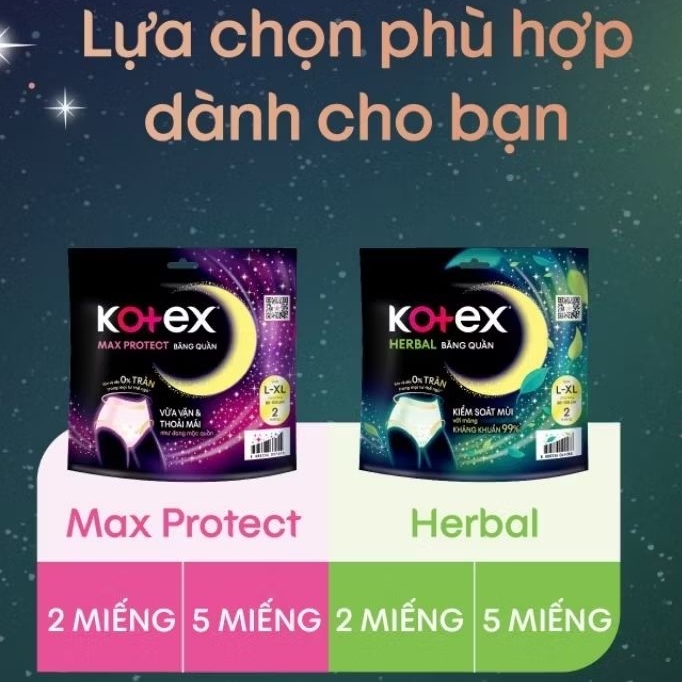 1 Gói băng quần Kotex size ML - XL 2 chiếc/gói (hàng tặng tùy chọn)