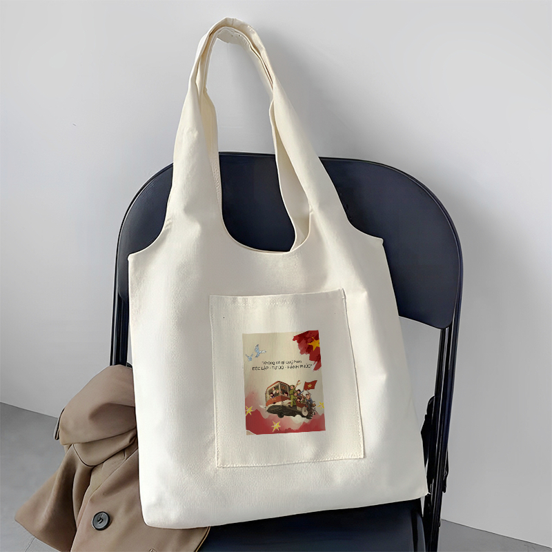 Túi tote 2/9 mừng Quốc Khánh có khóa kéo Không có gì quý hơn Độc Lập Tự Do túi vải canvas đi chơi đi học tota0219