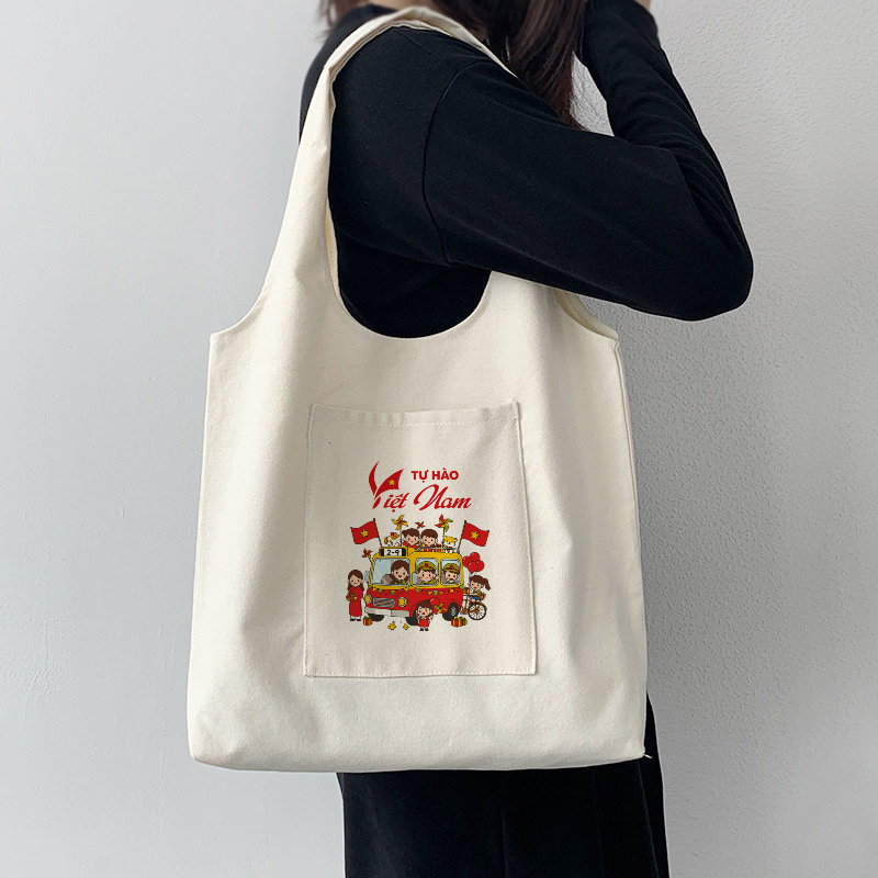 Túi vải canvas liền thân mừng Quốc Khánh 2/9 Tự Hào Dân Tộc Việt Nam túi tote đi chơi đi học tuicwh0221