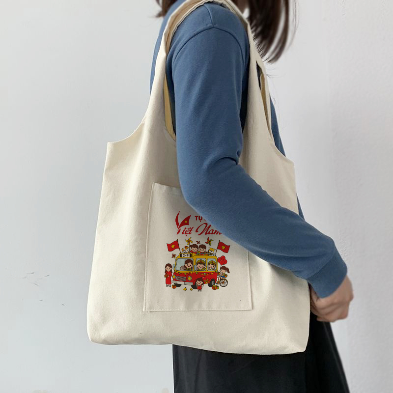 Túi vải canvas liền thân mừng Quốc Khánh 2/9 Tự Hào Dân Tộc Việt Nam túi tote đi chơi đi học tuicwh0221