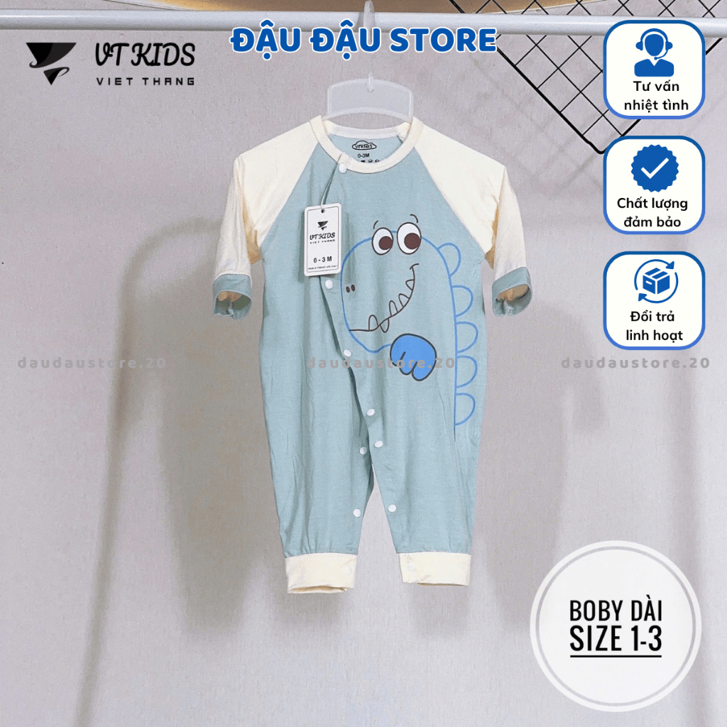 [Body Dài Tay Màu] Set 2/3 Bộ Body Dài Tay Thun Lạnh In Ngực Cúc Bấm Mềm Mịn Cho Bé Sơ Sinh 3-9kg VT-BD01 Đậu Đậu Store