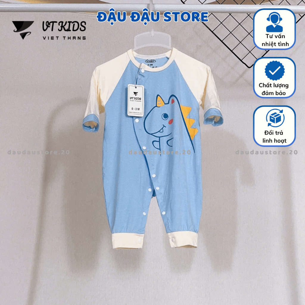 [Body Dài Tay Màu] Set 2/3 Bộ Body Dài Tay Thun Lạnh In Ngực Cúc Bấm Mềm Mịn Cho Bé Sơ Sinh 3-9kg VT-BD01 Đậu Đậu Store