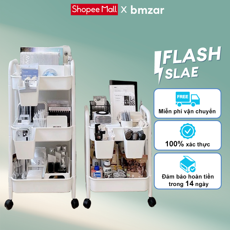 BMZAR Kệ Xe đẩy 3 tầng kệ để đồ đa năng Xe Đẩy Spa Để Đồ có bánh xe  Kệ Tiện Lợi  chuyên dụng cho spa, phòng tắm bếp