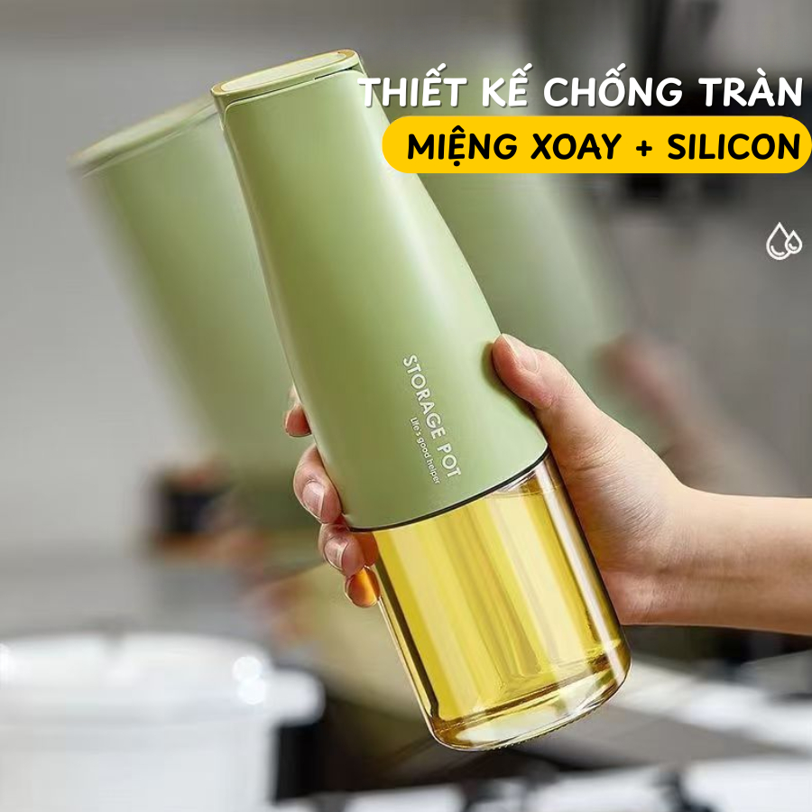 Chai Đựng Dầu Ăn Thủy Tinh 500ML Nắp Mở Tự Động Chống Tràn, Bình Đựng Nước Tương, Dầu Oliu