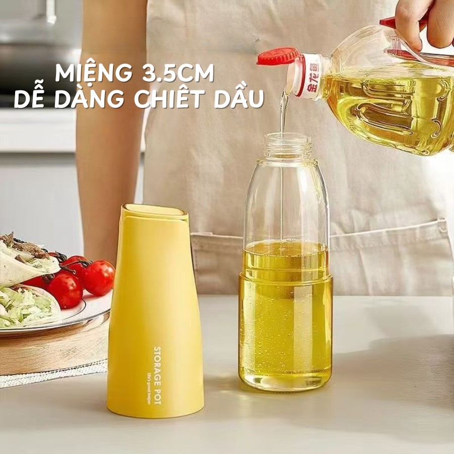 Chai Đựng Dầu Ăn Thủy Tinh 500ML Nắp Mở Tự Động Chống Tràn, Bình Đựng Nước Tương, Dầu Oliu