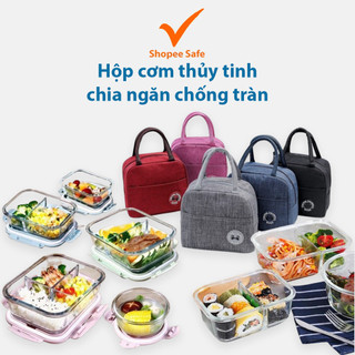 Hộp cơm thủy tinh chia ngăn chống tràn dùng lò vi sóng tiện lợi cho dân văn phòng