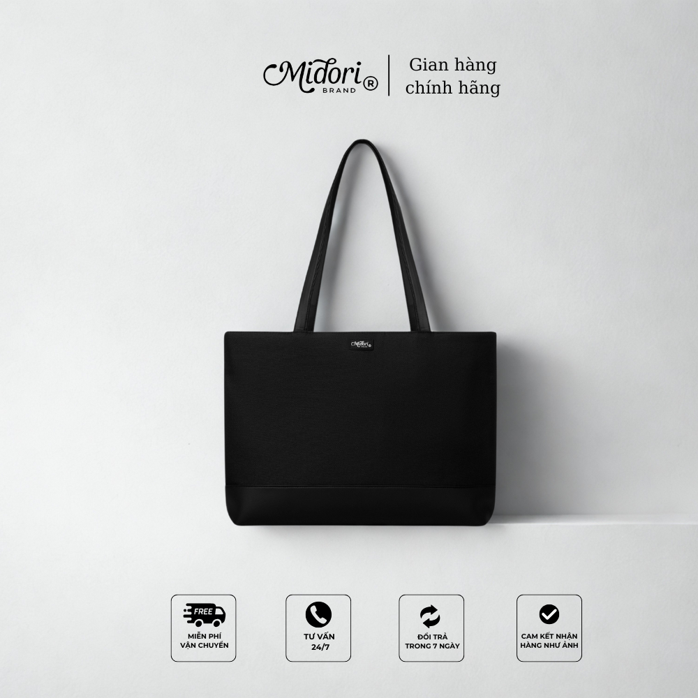 Túi Tote Xách MELO Nam Nữ Vải Phối Da PU Đeo Vai Đựng Laptop Đi Học Đi Làm | MIDORI BAG COLLECTION