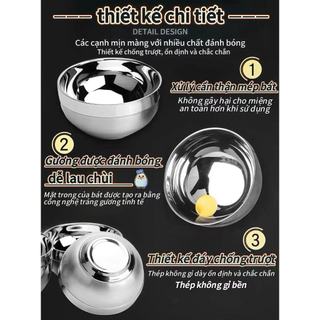 Combo Chén Tô Inox 【304】 Cao cấp kiểu Hàn Quốc 2 lớp cách nhiệt Hàng chính hãng inox cao cấp đủ kích cỡ an toàn sức khỏe