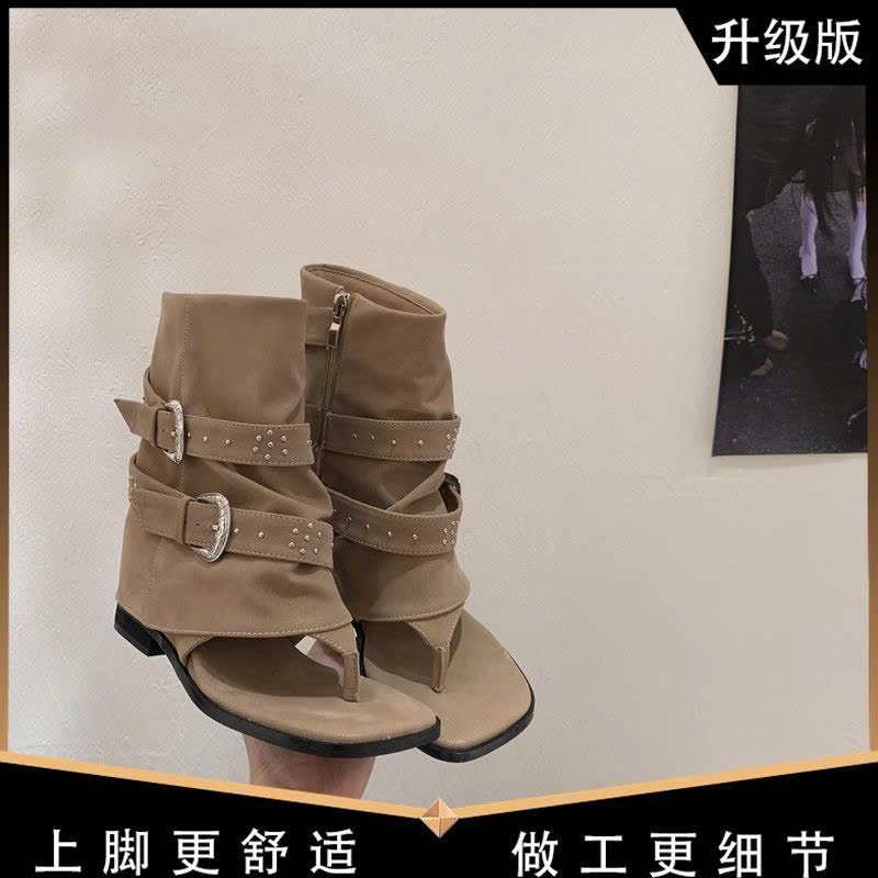 (Sẵn nâu 36, kaki 38) Giày Bốt Ngắn Khoá Thắt Lưng Kiểu Dáng Retro Pháp Đế Cao 4cm