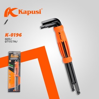Bộ lục giác bi đen chữ L KAPUSI K-0196 8 chi tiết từ 1.5-10mm , thép cao cấp