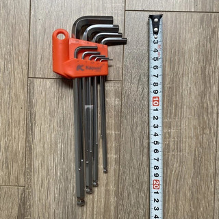 Bộ lục giác bi trắng mờ chữ L KAPUSI K-0191, 9 chi tiết từ 1.5-10mm Hợp kim thép