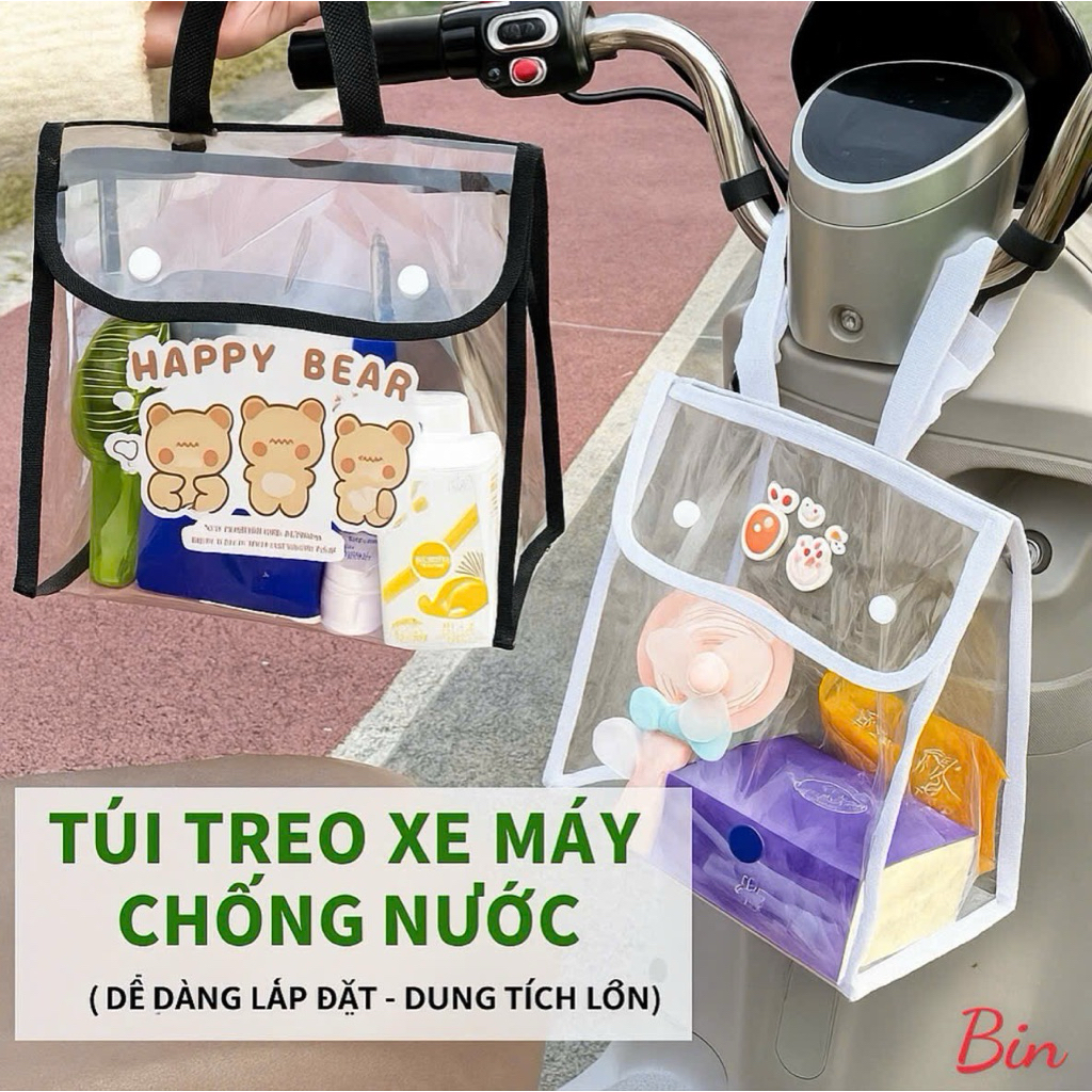 Túi đựng đồ treo xe máy chống nước trong suốt, tiện lợi