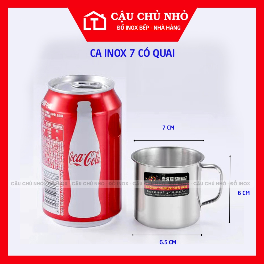 ca, chén, cốc inox có quai cầm, chống rỉ đường kính 7cm, cao 6cm dung ...