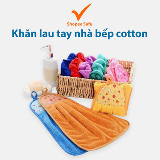 Khăn lau tay nhà bếp cotton thấm hút tốt - thiết kế dễ thương, có móc treo tiện lợi #A18