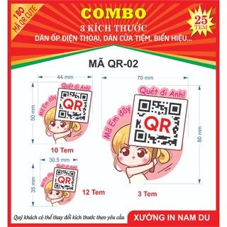 Mã QR Ngân hàng hình Chibi Cute, Dán ốp Điện thoại, Cửa tiệm, Cá Nhân