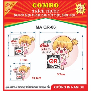 Mã QR Ngân hàng hình Chibi Cute, Dán ốp Điện thoại, Cửa tiệm, Cá Nhân