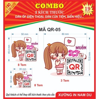 Mã QR Ngân hàng hình Chibi Cute, Dán ốp Điện thoại, Cửa tiệm, Cá Nhân