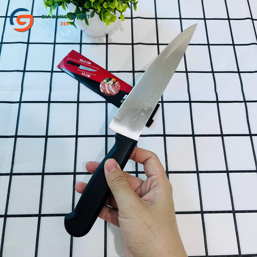 Dao nhà bếp FREYA lưỡi thép không gỉ - dao sắc bén cán nhựa chống trượt cắt thịt, rau củ, trái cây