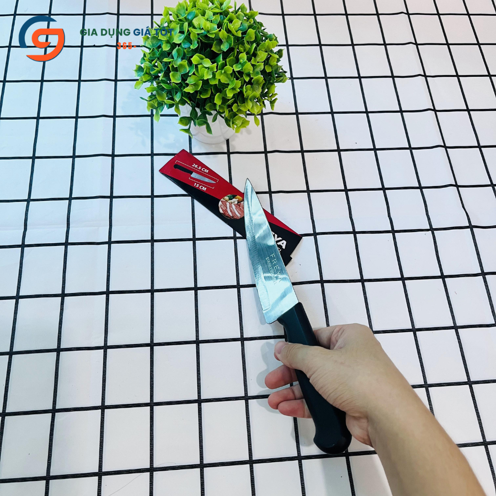 Dao nhà bếp FREYA lưỡi thép không gỉ - dao sắc bén cán nhựa chống trượt cắt thịt, rau củ, trái cây