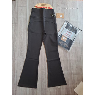 [Loe 9 tấc] Quần legging ống loe CÓ TÚI TRƯỚC cạp cao chất vải Mì Hàn co giãn tốt dài quần ~ 92cm