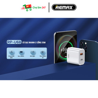 Bộ sạc nhanh 20W REMAX RP-U68 2 cổng USB + Type C kèm cáp sạc C to L - White
