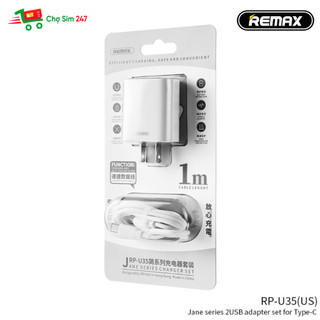 Bộ sạc REMAX RP-U35 (U35 2 cổng USB và cáp) - DC5V-2.1A - kèm cáp sạc màu White