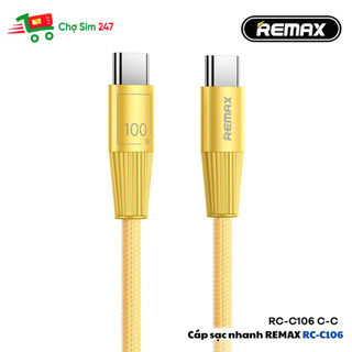 Cáp sạc nhanh REMAX RC-C106 - 100W (Type C to C) - Yellow