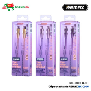 Cáp sạc nhanh REMAX RC-C106 - 100W (Type C to C) - Yellow