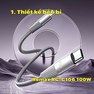 Cáp sạc nhanh REMAX RC-C106 - 100W (Type C to C) - Yellow