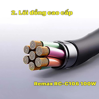 Cáp sạc nhanh REMAX RC-C106 - 100W (Type C to C) - Yellow