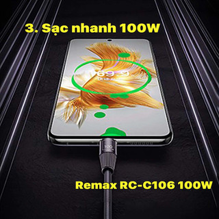 Cáp sạc nhanh REMAX RC-C106 - 100W (Type C to C) - Yellow