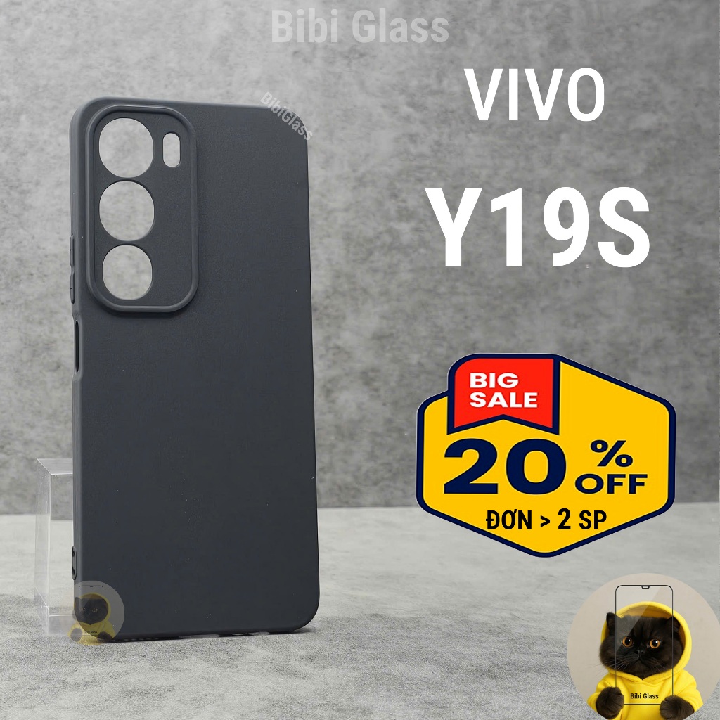 Ốp lưng Vivo Y19s bảo vệ cam điện thoại toàn diện cạnh vuông nhựa dẻo tpu bibi glass