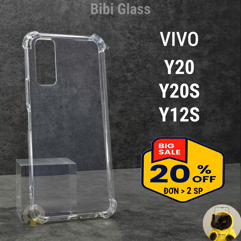 Ốp lưng Vivo Y12S / Y20 / Y20S Silicon nhựa dẻo trong suốt chống sốc viền vuông bảo vệ điện thoại bibi