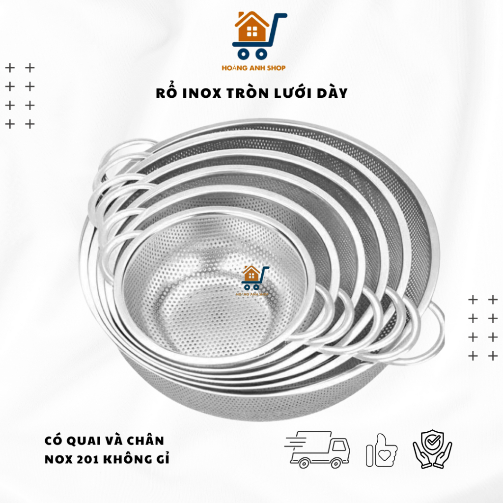 Rổ Inox Tròn Lưới Dày Có Quai và Chân – Rổ Vo Gạo, Đựng Rau Thực Phẩm ...