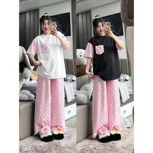 14-45 KG. Bộ cộc tay đính TÚI trước ngực,quần ống xuông cho bé gái,quần chất vải tăm lạnh áo chất vải tổ ong.M37