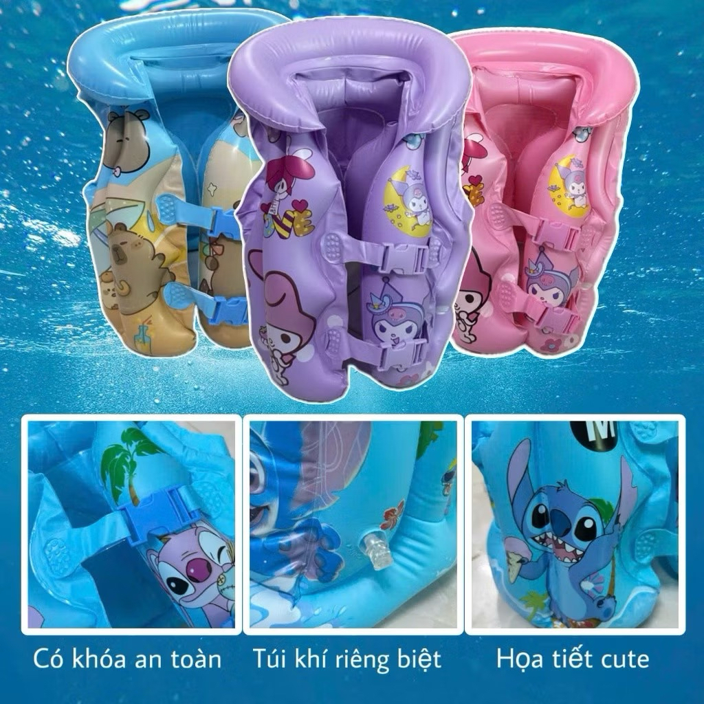 Áo Phao Bơi Trẻ Em In Hoạt Hình Dễ Thương, Chống Trôi, Có Đệm Cổ, Quai Gài Chắc Chắn, Cho Bé Gái 2–6 Tuổi
