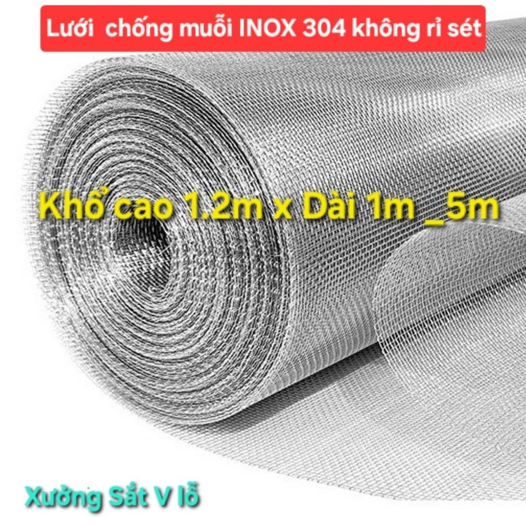 (Khổ 1,2m x dài 1m đến 5m) Lưới chống muỗi INOX 304 không rỉ sét chống ...