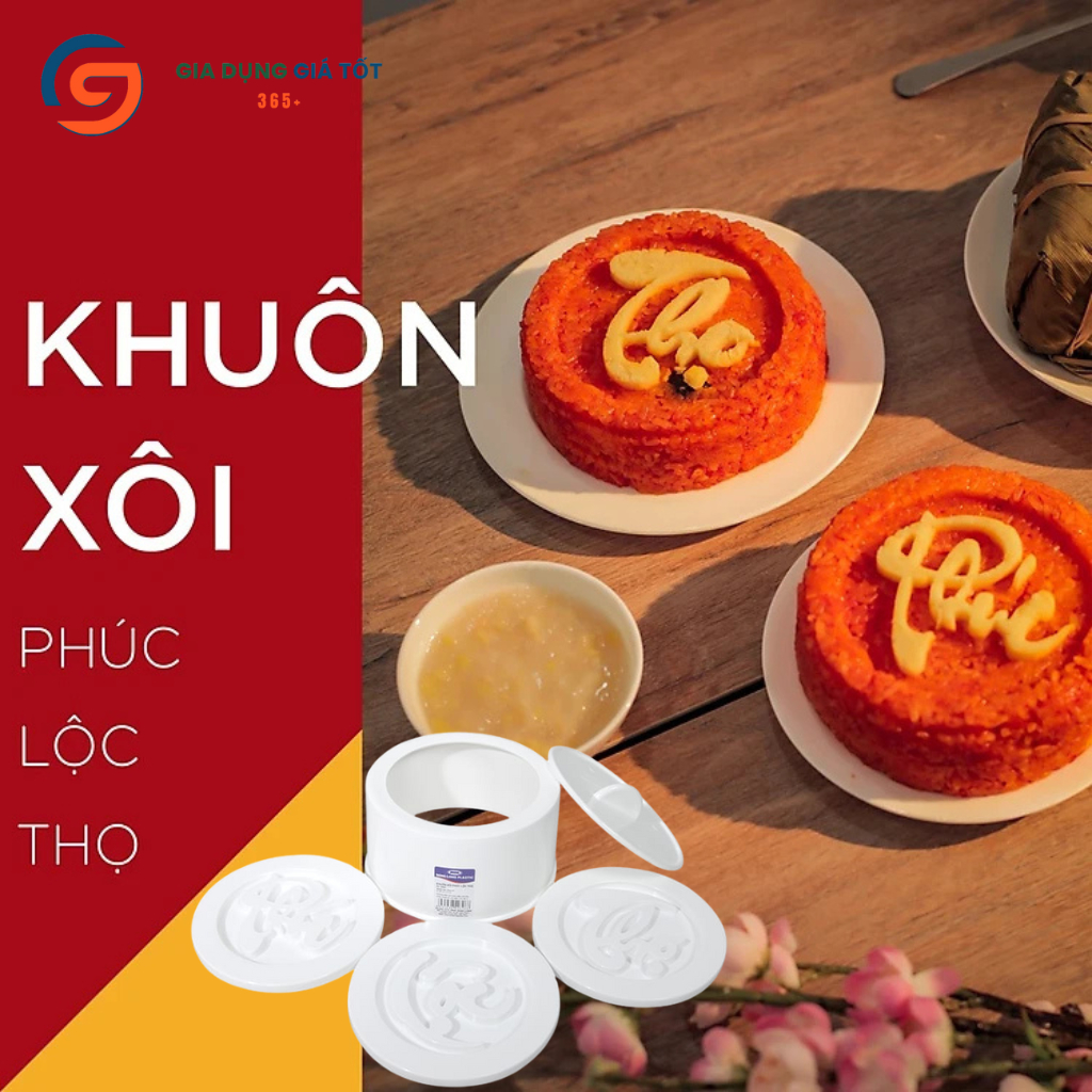 Khuôn ép xôi chữ Phúc Lộc Thọ Song Long - khuôn xôi nhựa tạo hình đẹp, dùng lễ Tết