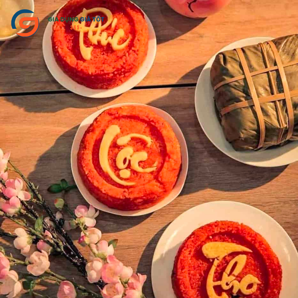 Khuôn ép xôi chữ Phúc Lộc Thọ Song Long - khuôn xôi nhựa tạo hình đẹp, dùng lễ Tết