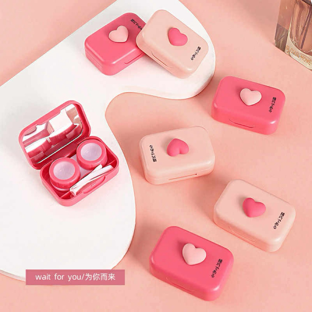 Khay đựng lens kính áp tròng mini trái tim tình yêu Muneyes Angel eye