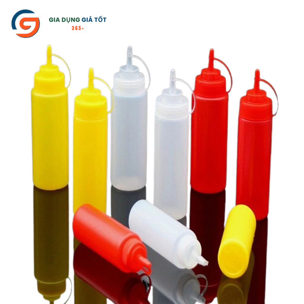 Chai đựng tương ớt, tương cà nhựa Song Long 250ml 500ml 650ml - chai bóp đầu nhọn tiện lợi