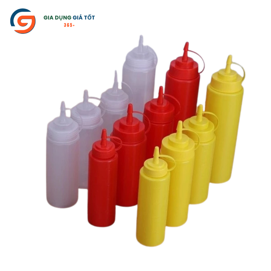 Chai đựng tương ớt, tương cà nhựa Song Long 250ml 500ml 650ml - chai bóp đầu nhọn tiện lợi