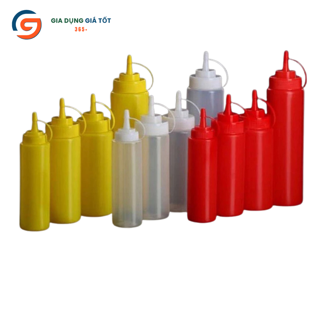 Chai đựng tương ớt, tương cà nhựa Song Long 250ml 500ml 650ml - chai bóp đầu nhọn tiện lợi