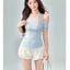 Áo Thun Ôm Lệch Vai mặc 2 kiểu Thiết Kế Kèm Dây Cotton mịn Justdun A2A