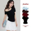 Áo Thun Ôm Lệch Vai mặc 2 kiểu Thiết Kế Kèm Dây Cotton mịn Justdun A2A