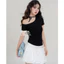 Áo Thun Ôm Lệch Vai mặc 2 kiểu Thiết Kế Kèm Dây Cotton mịn Justdun A2A