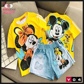 Set đồ bộ in 3D đùi bé gái thun lạnh in hình hoạt hình siêu cute cho bé gái từ 10 đến 43kg