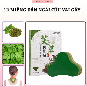 [12 miếng] Miếng Dán Ngải Cứu Giảm Đau Cổ Vai Gáy, Xương Khớp Giảm Nhức Mỏi Lưng, Đầu Gối