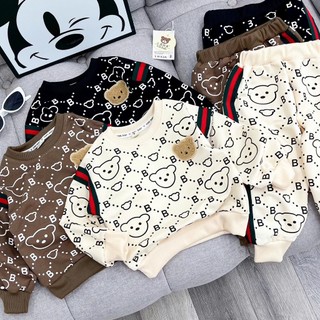 BỘ NỈ DA CÁ IN TRÀN THÂN HÌNH GẤU CHO BÉ TRAI VA GÁI SIZE 6-18KG